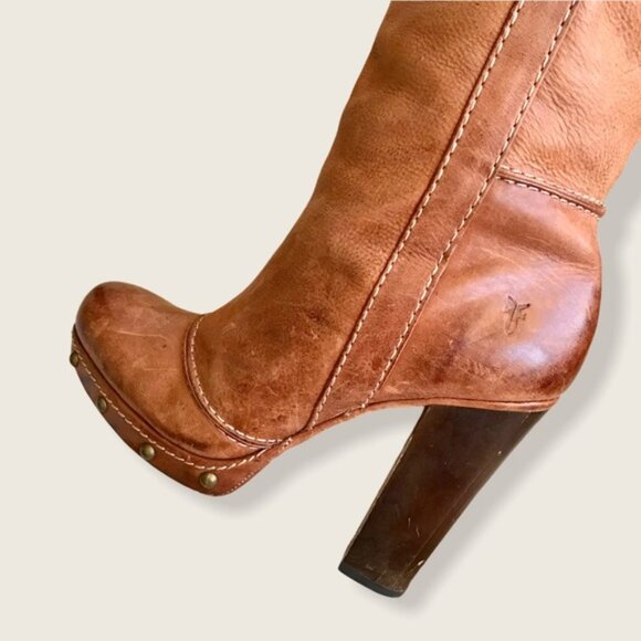Frye Frankie Over the Knee Buckle Stud Heeled Boot - Picture 10 of 16